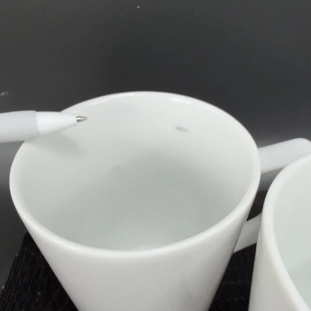 Pottery Barn PB Modern White Ceramic Coffee Mug Cup Set 2 Mugs Cup‎ Ceramic READ